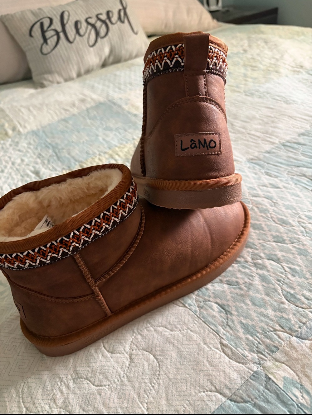 Lamo women’s Chestnut Brown Faux-Shearling Slip-On Boots